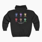 Autism Awareness 2025 - Affirmations Handprints Zip Up Hoodie