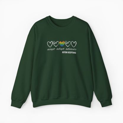 Accept Adapt Advocate Rainbow Love Heart Sweatshirt