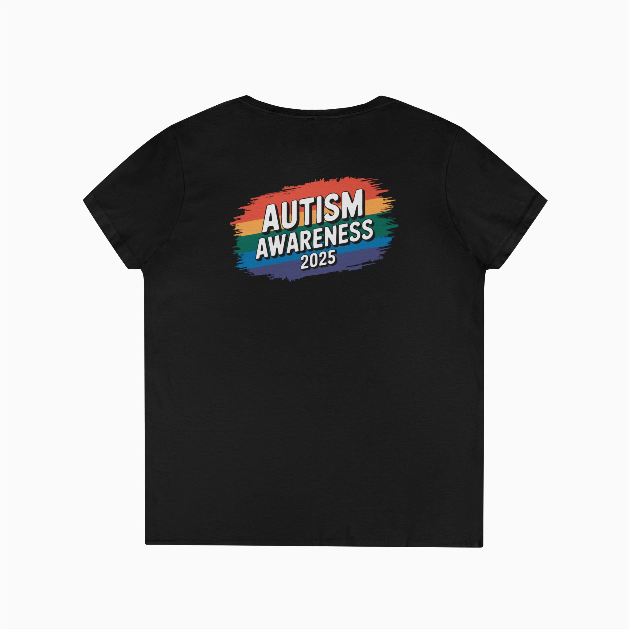 Autism Awareness 2025 - Brushstrokes of Awareness Ladies V-Neck T-Shirt