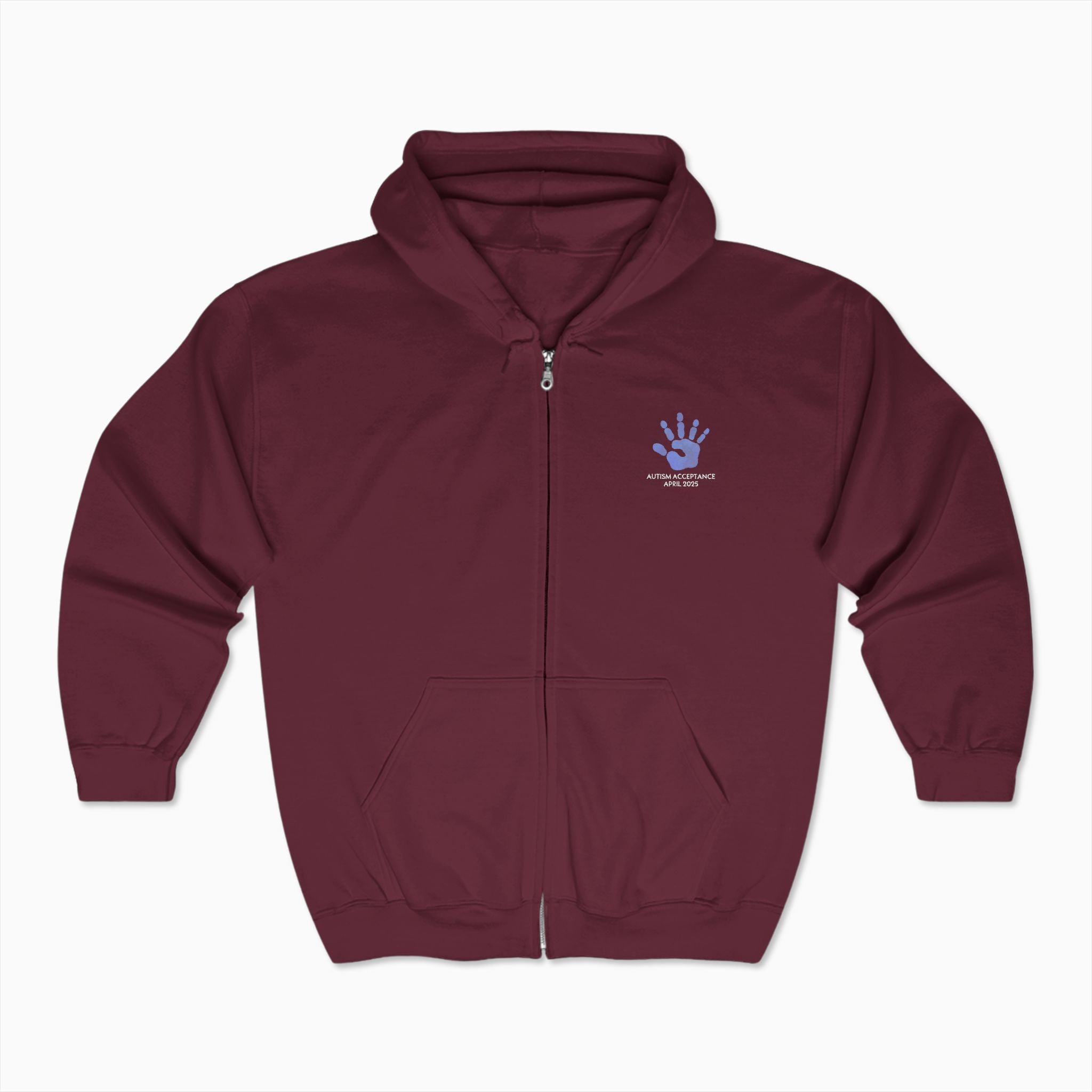 Autism Awareness 2025 - Affirmations Handprints Zip Up Hoodie