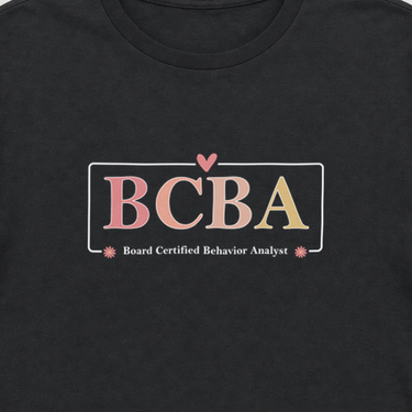 BCBA Outline Tee Black t-shirt, design close-up