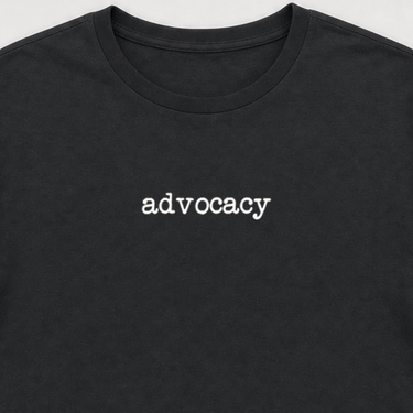 Advocacy Statement Tag-Free Tee Black t-shirt, design close-up