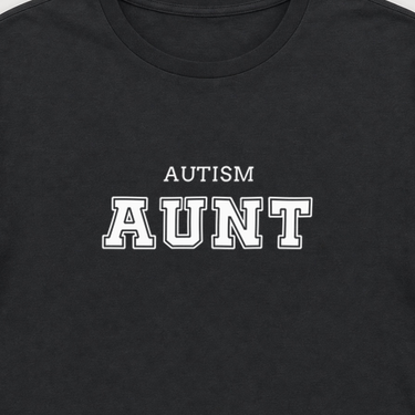 Autism Aunt College Tee Black t-shirt, design close-up