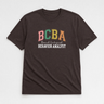 BCBA - Board Certified Behavior Analyst College Style Tee Dark Chocolate t-shirt, front