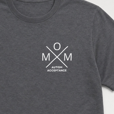 Mom Cross Tee Dark Heather Grey t-shirt, design close-up