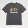 BCBA - Board Certified Behavior Analyst College Style Tee Dark Heather Grey t-shirt, front