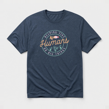 Helping Tiny Humans Do Big Things Tee Dark Heather t-shirt, front