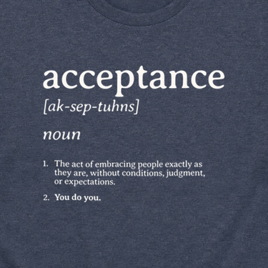 Acceptance Definition Tee Heather Navy t-shirt, design close-up