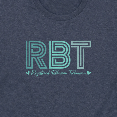 RBT Geometric Tee Heather Navy t-shirt, design close-up