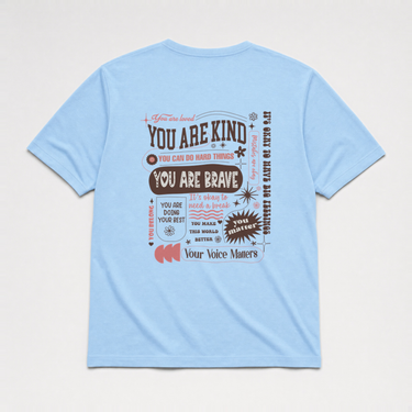 Together We Bloom Tag-Free Tee Light Blue t-shirt, back