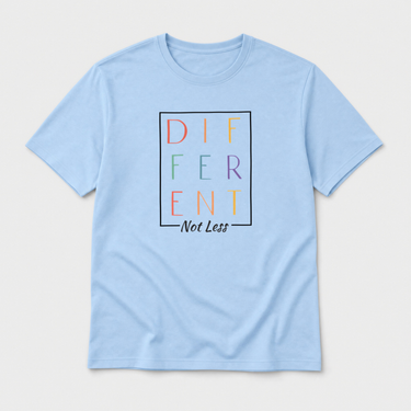 Different Not Less Tee Light Blue t-shirt, front