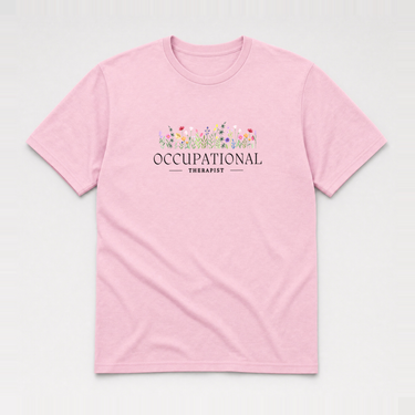Occupational Therapist Floral Tee Light Pink t-shirt, front