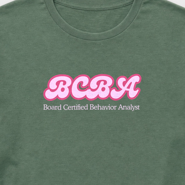BCBA Groovy Tee Military Green t-shirt, design close-up