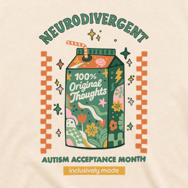 100% Original Thoughts Tag Free Tee Natural t-shirt, design close-up