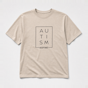 Autism Acceptance Box Tee Sand t-shirt, front