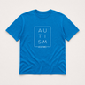 Autism Acceptance Box Tee Sapphire t-shirt, front