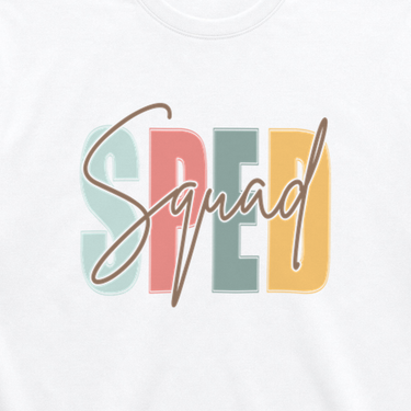 SPED Squad - Special Education Tee White t-shirt, design close-up