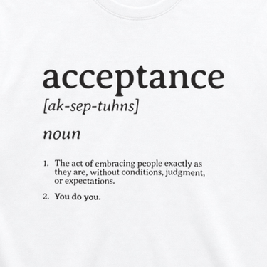 Acceptance Definition Tee White t-shirt, design close-up