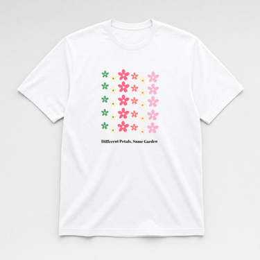 Different Petals Same Garden Tee White t-shirt, front