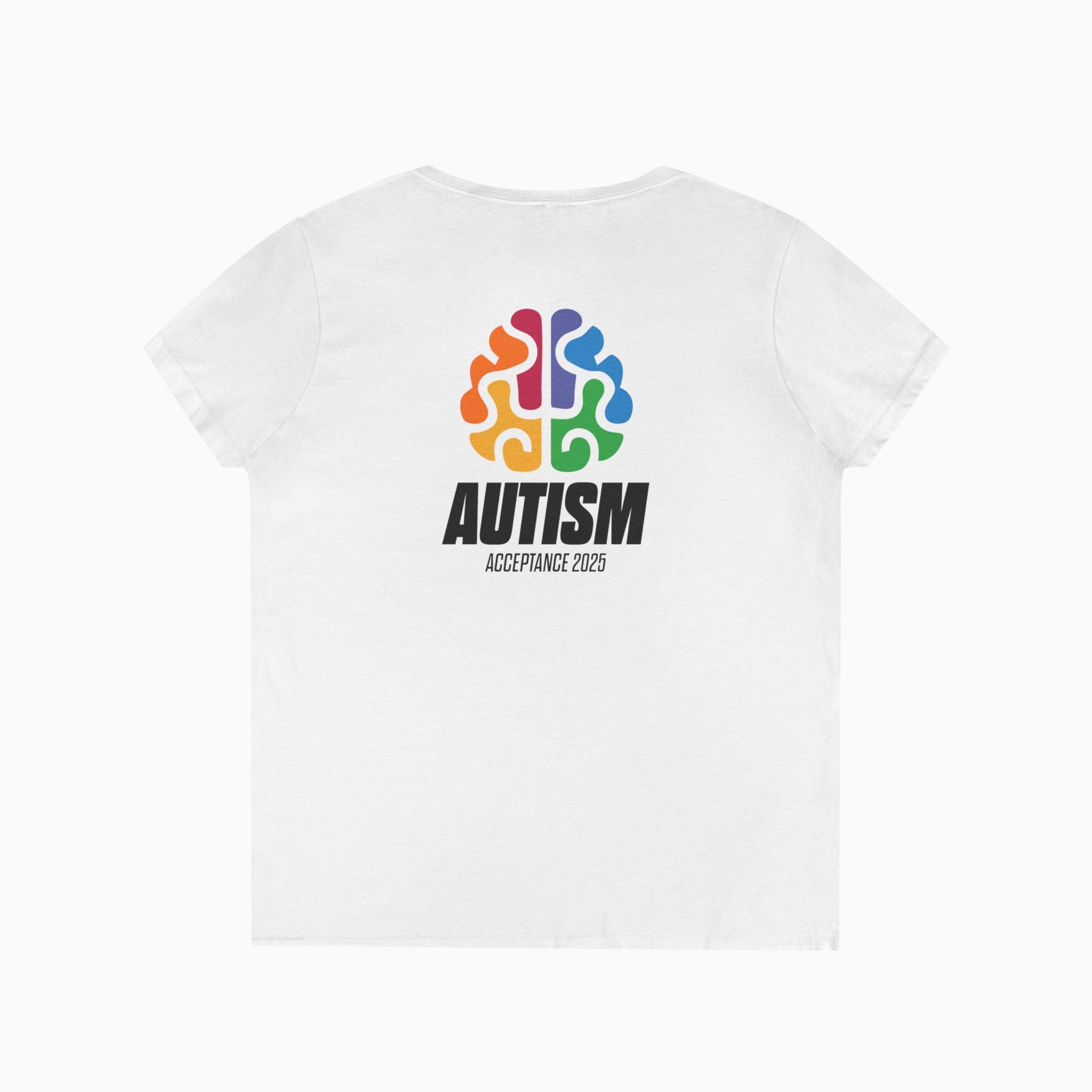 Autism Awareness 2025 - Brainbow Ladies V-Neck T-Shirt