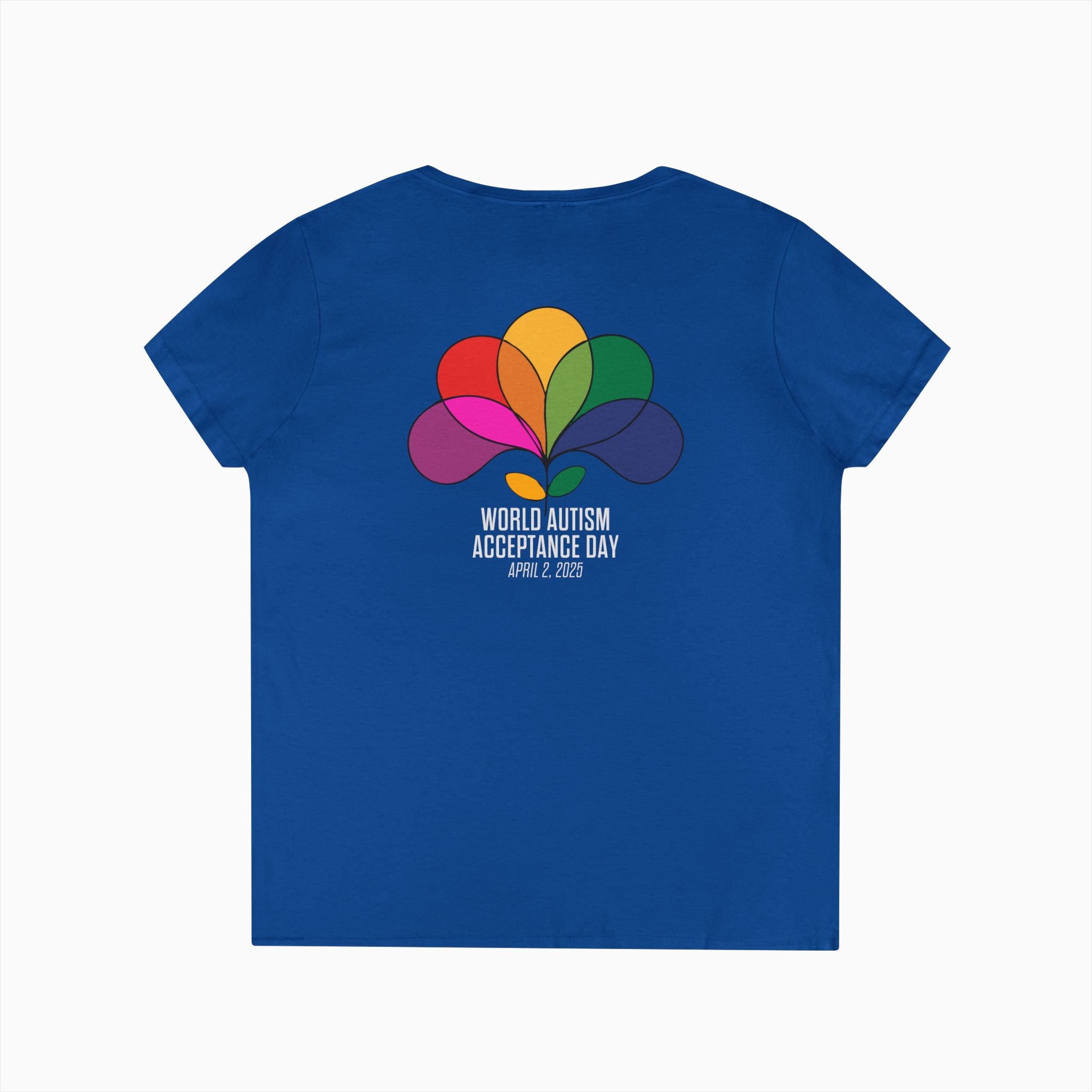 Autism Awareness 2025 - Spectrum in Bloom Ladies V-Neck T-Shirt