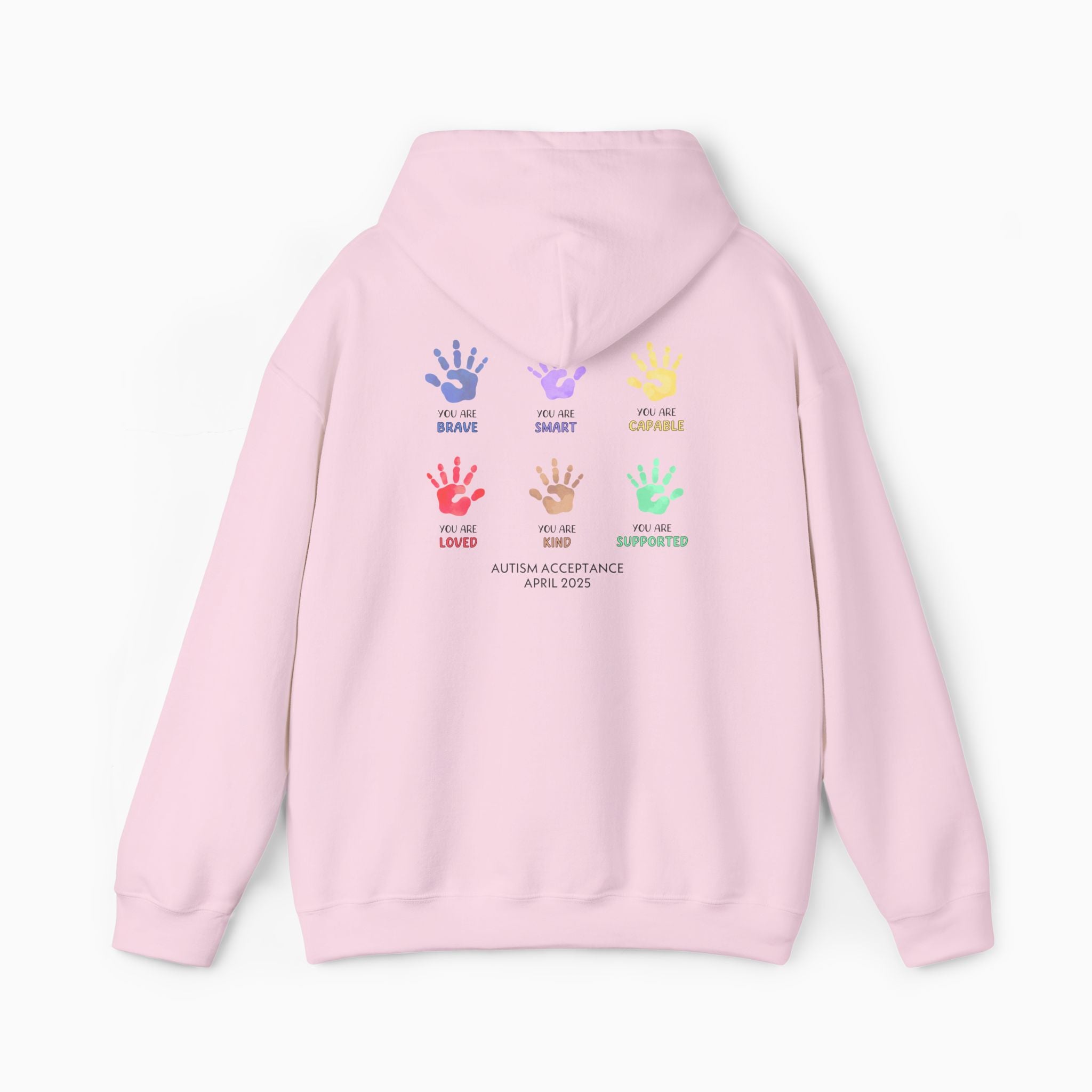 Autism Awareness 2025 - Affirmation Handprints Hoodie