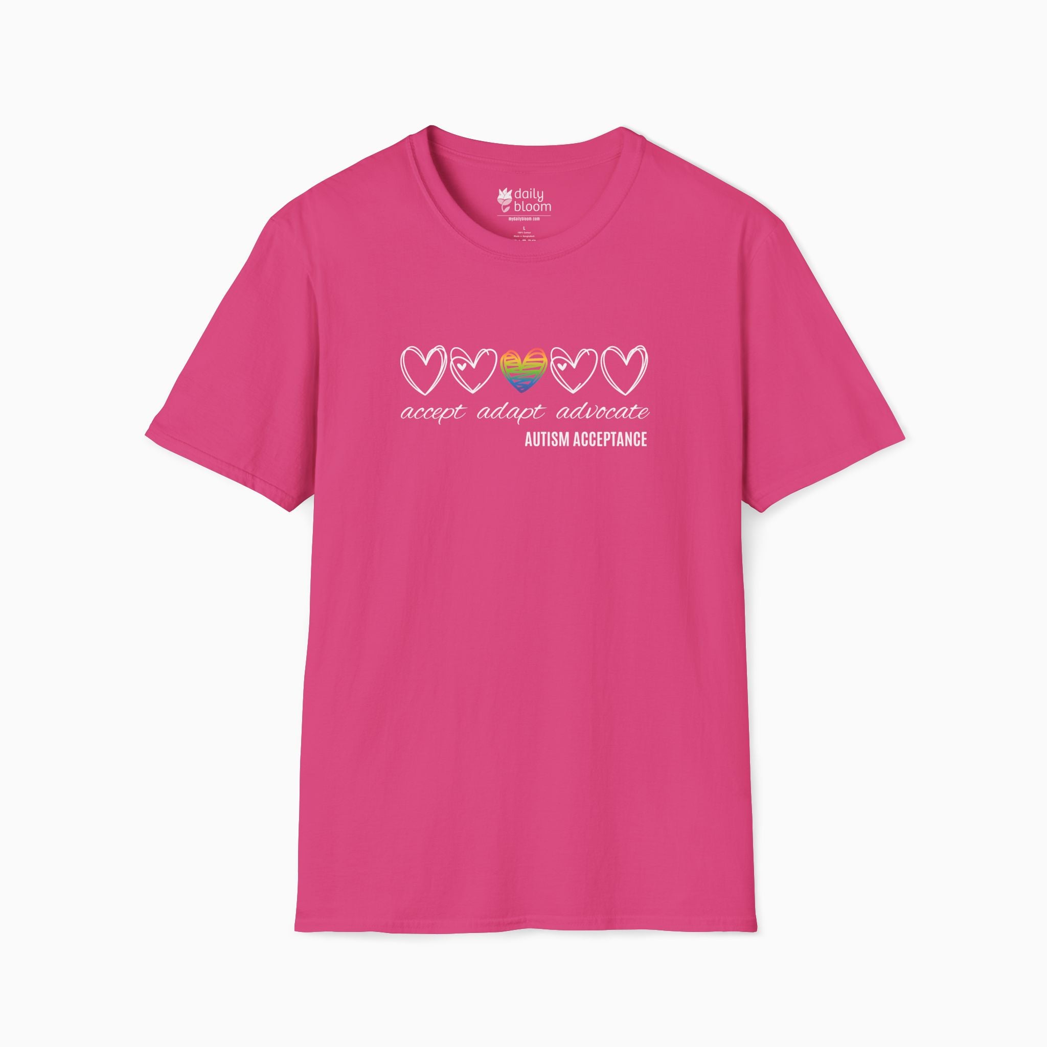 Accept Adapt Advocate Rainbow Love Heart Tee