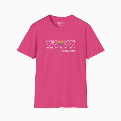 Accept Adapt Advocate Rainbow Love Heart Tee