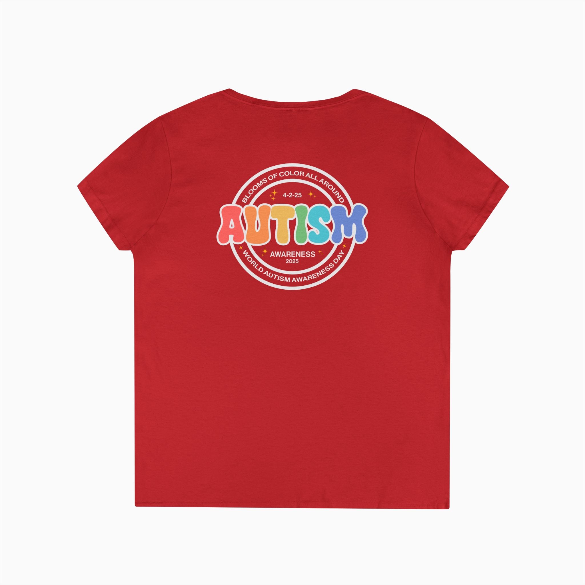 Autism Awareness 2025 - Blooms of Color All Around Ladies V-Neck T-Shirt