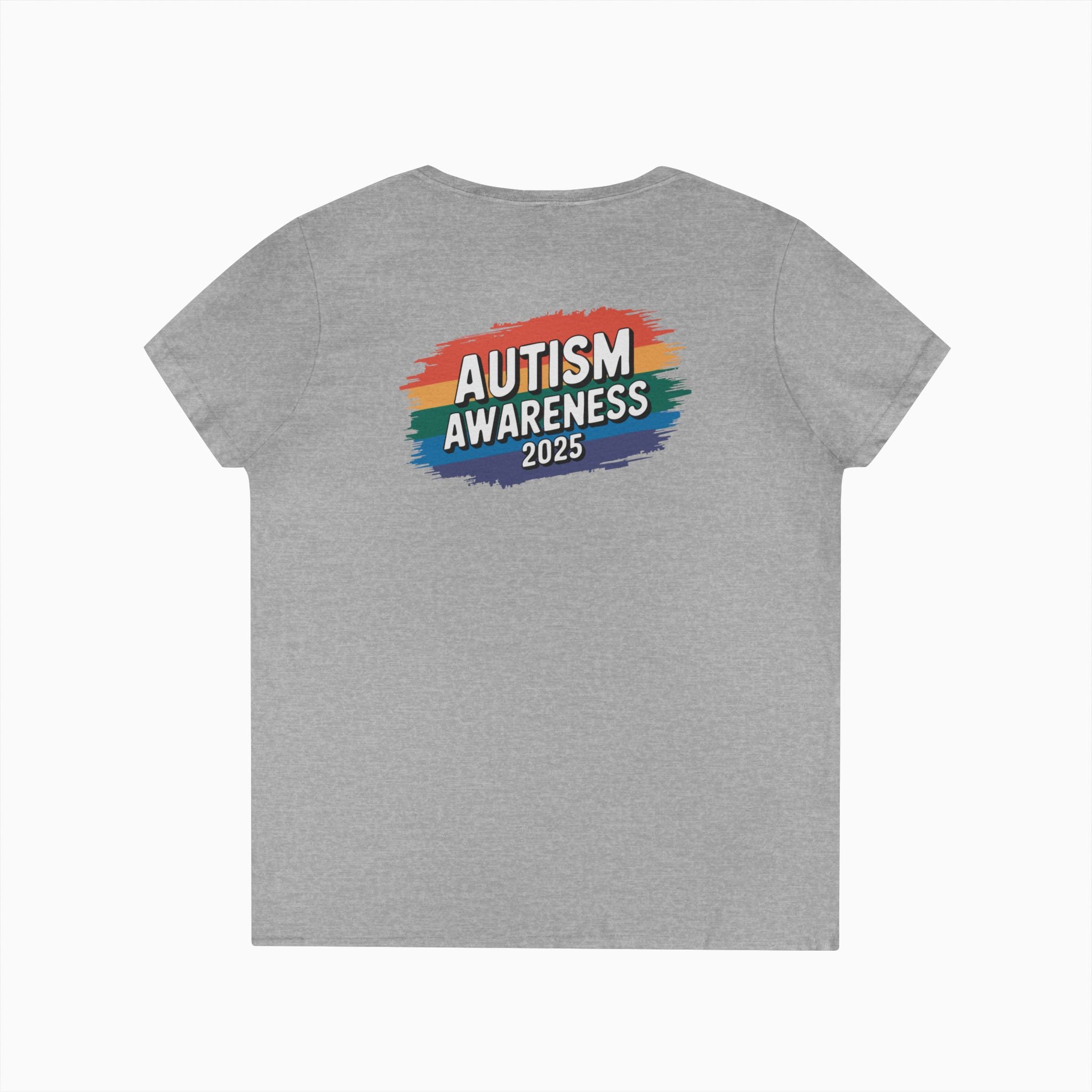 Autism Awareness 2025 - Brushstrokes of Awareness Ladies V-Neck T-Shirt