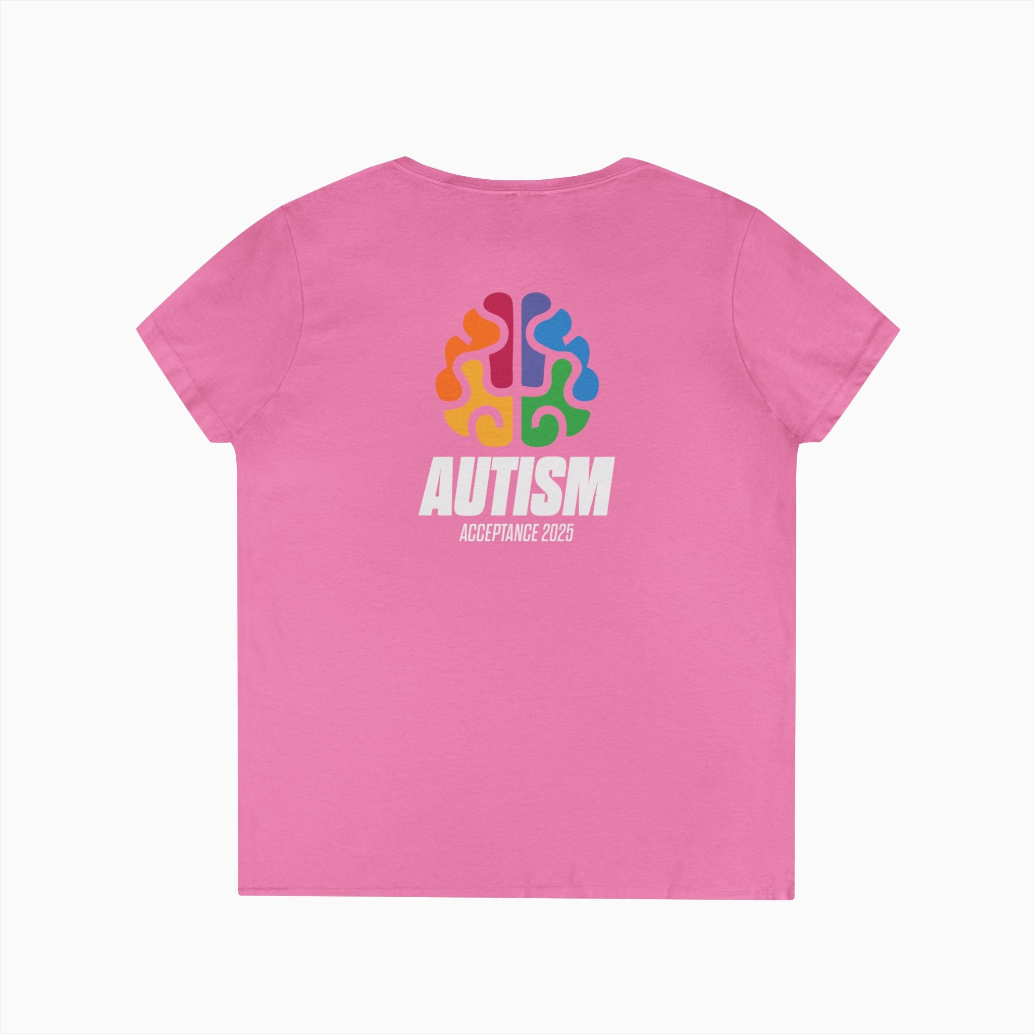 Autism Awareness 2025 - Brainbow Ladies V-Neck T-Shirt
