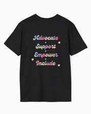 Advocate Support Empower Include Tee w/ Back Print-Neurodiversity, ADHD & Autism Awareness & Acceptance T-Shirt by Daily Bloom