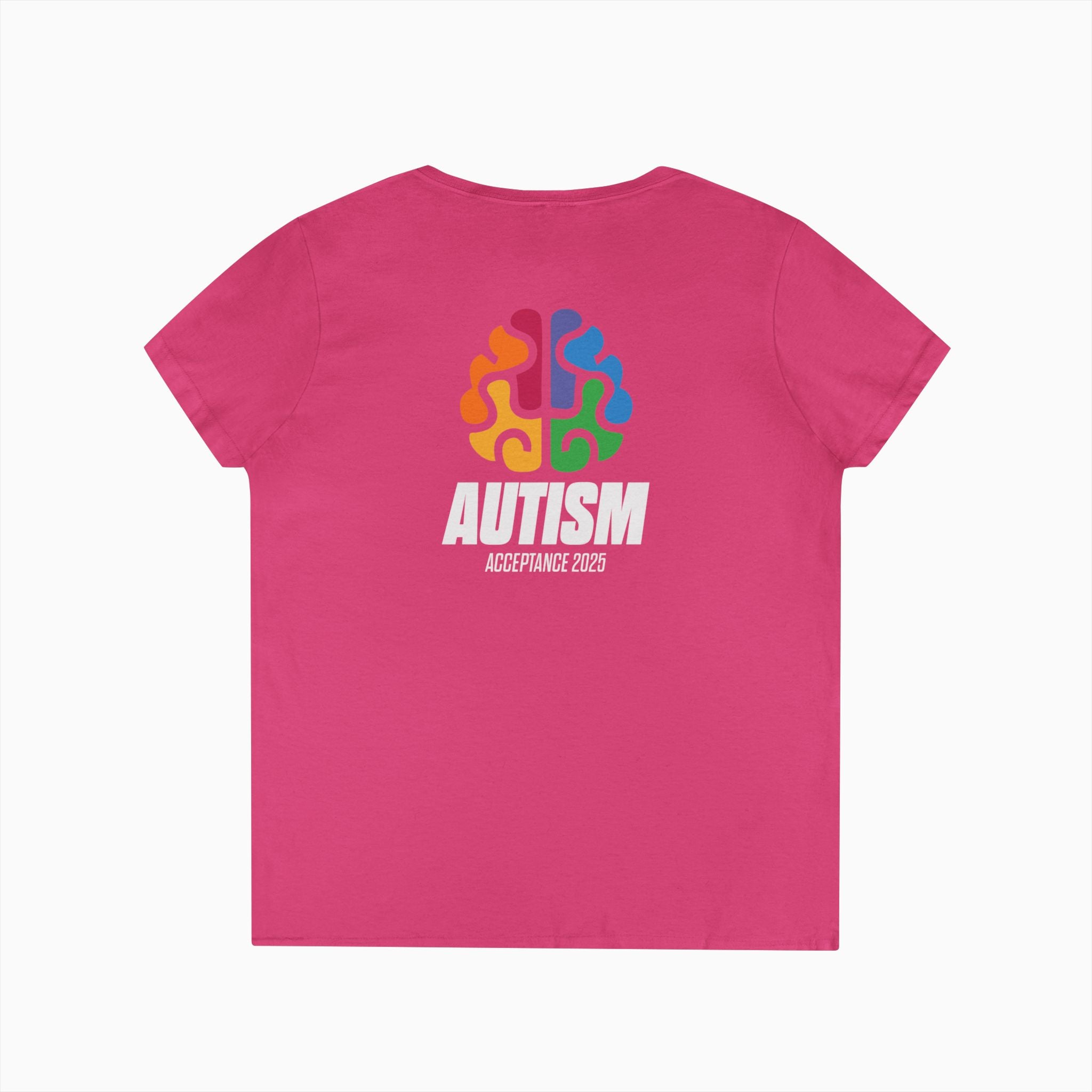 Autism Awareness 2025 - Brainbow Ladies V-Neck T-Shirt