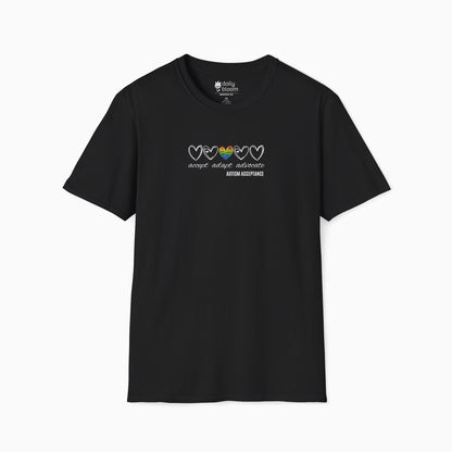 Accept Adapt Advocate Rainbow Love Heart Tee