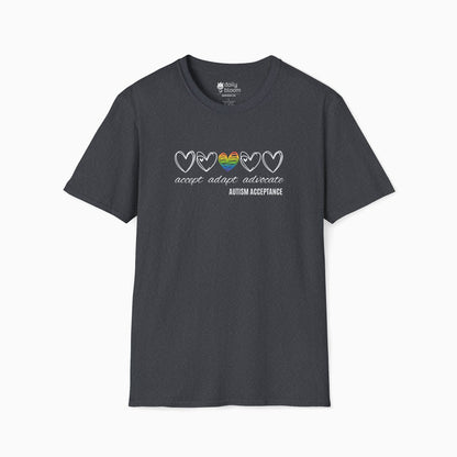 Accept Adapt Advocate Rainbow Love Heart Tee