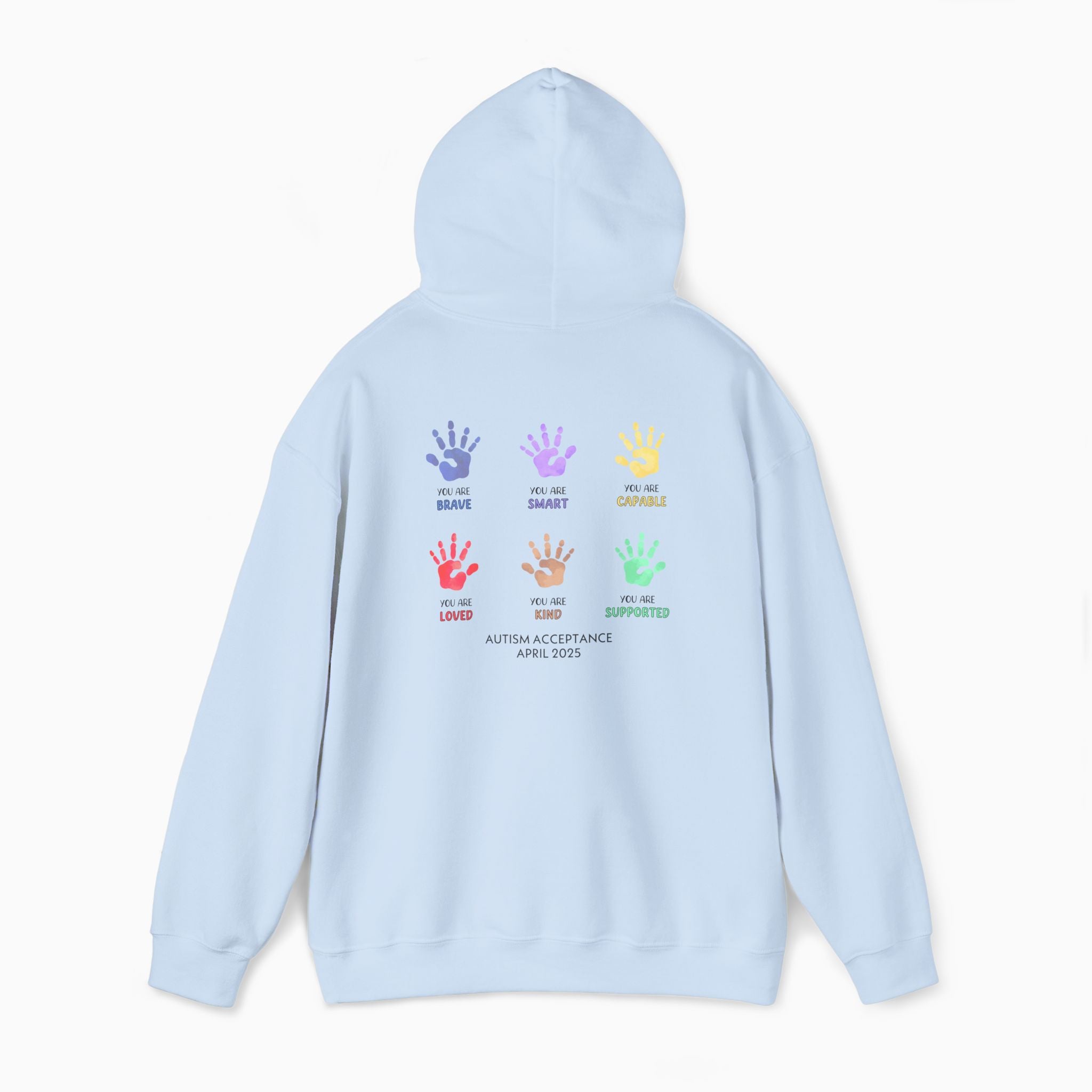 Autism Awareness 2025 - Affirmation Handprints Hoodie