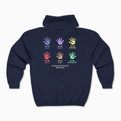 Autism Awareness 2025 - Affirmations Handprints Zip Up Hoodie