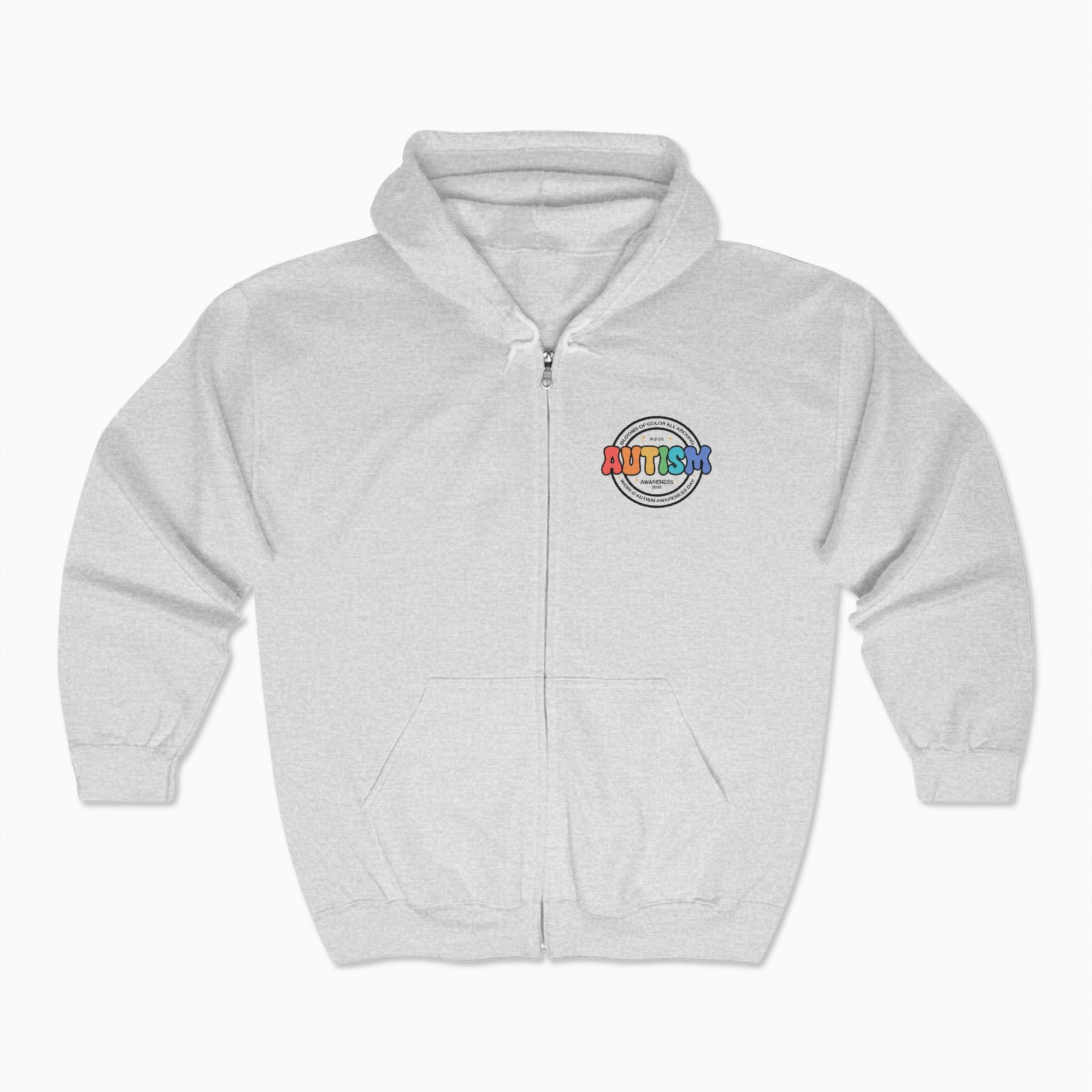 Autism Awareness 2025 - Blooms of Color All Around Zip Up Hoodie