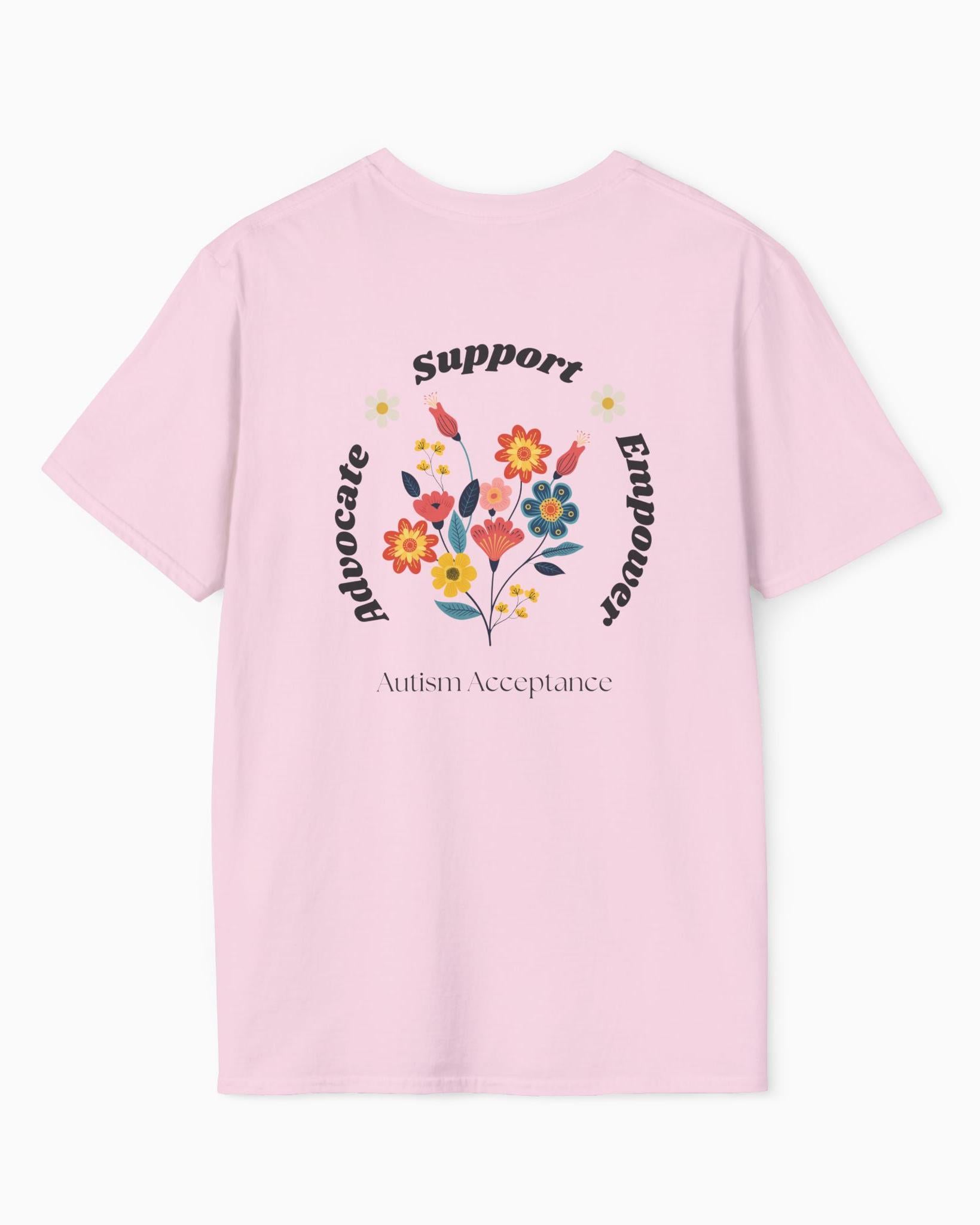 Advocate Support Empower Tee-Neurodiversity, ADHD & Autism Awareness & Acceptance T-Shirt by Daily Bloom