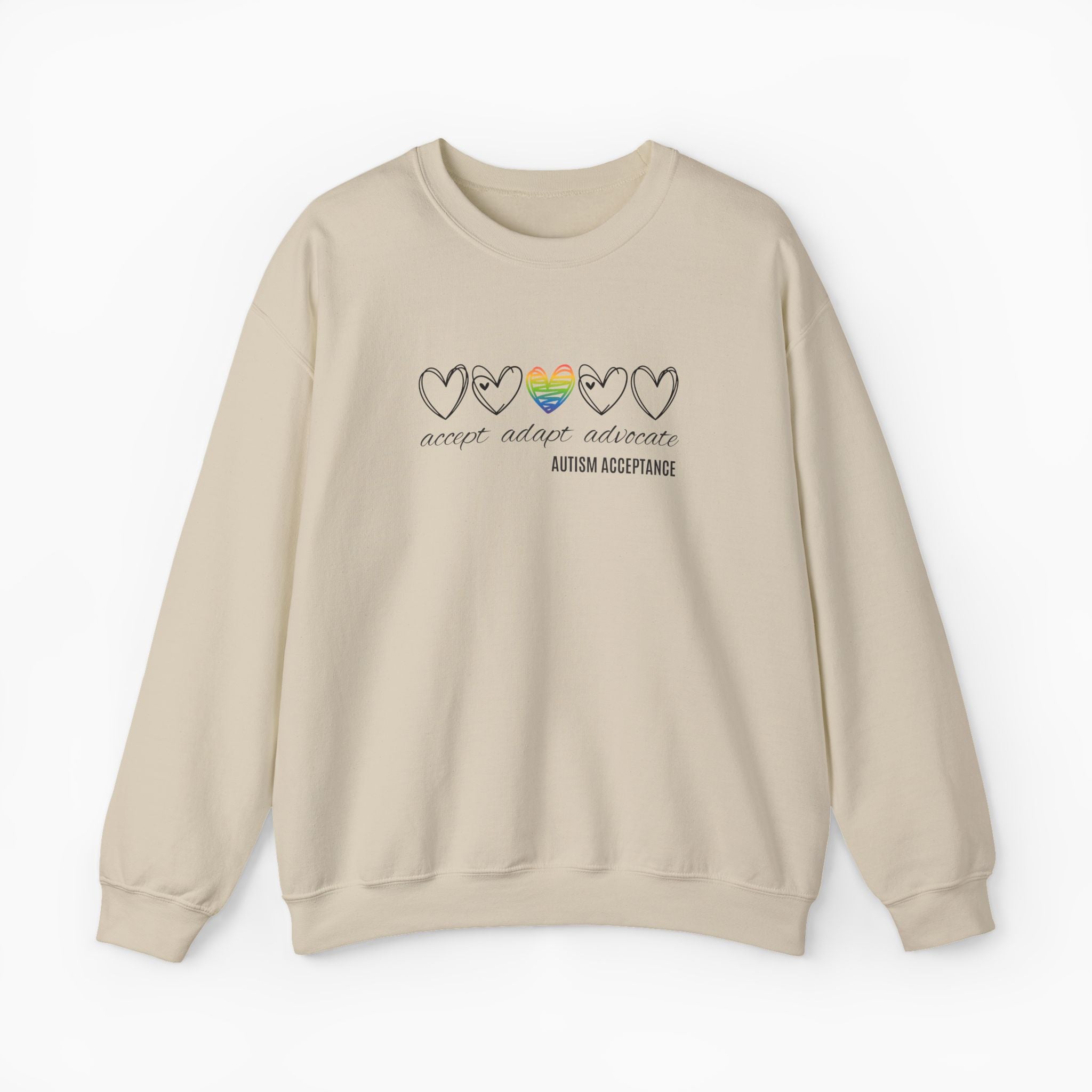 Accept Adapt Advocate Rainbow Love Heart Sweatshirt