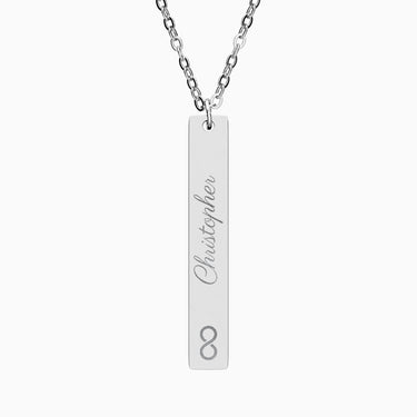 Autism Accessories - Infinitely Loved Bar Necklace with Personalized Name Engraving - Daily Bloom