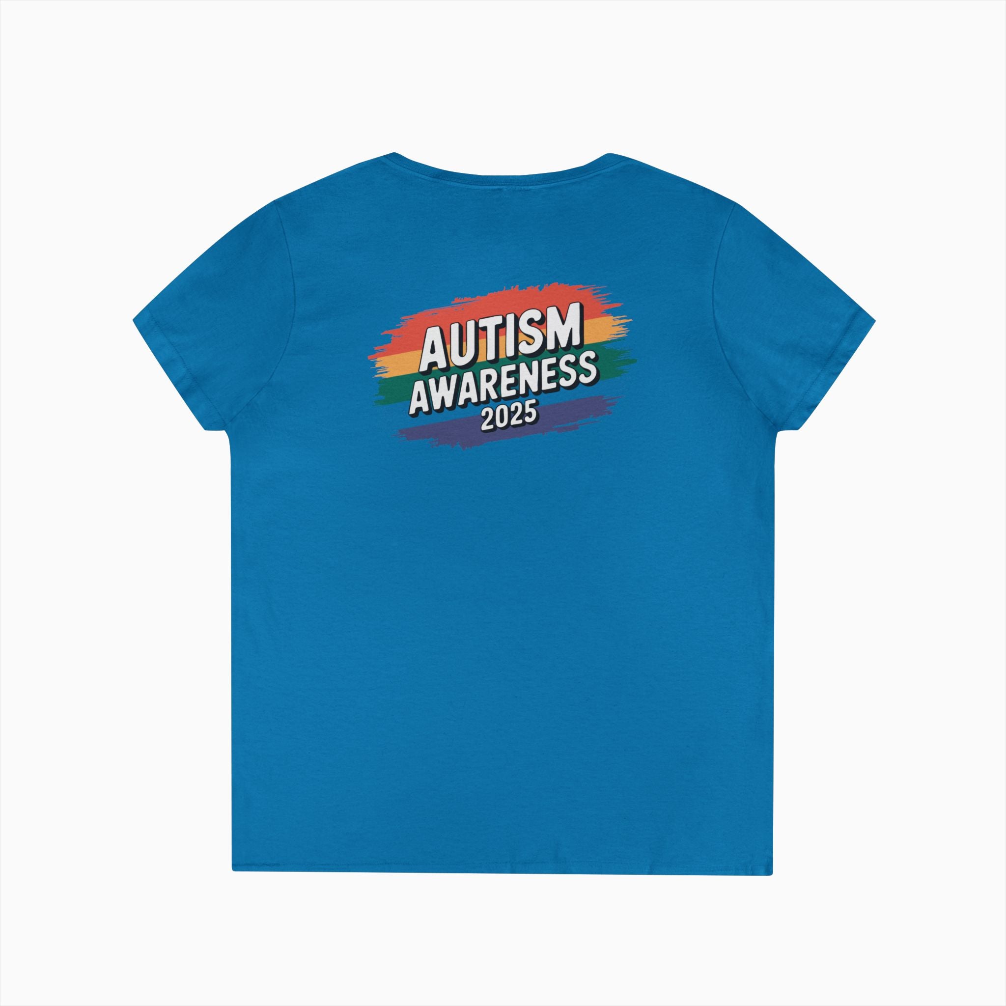 Autism Awareness 2025 - Brushstrokes of Awareness Ladies V-Neck T-Shirt