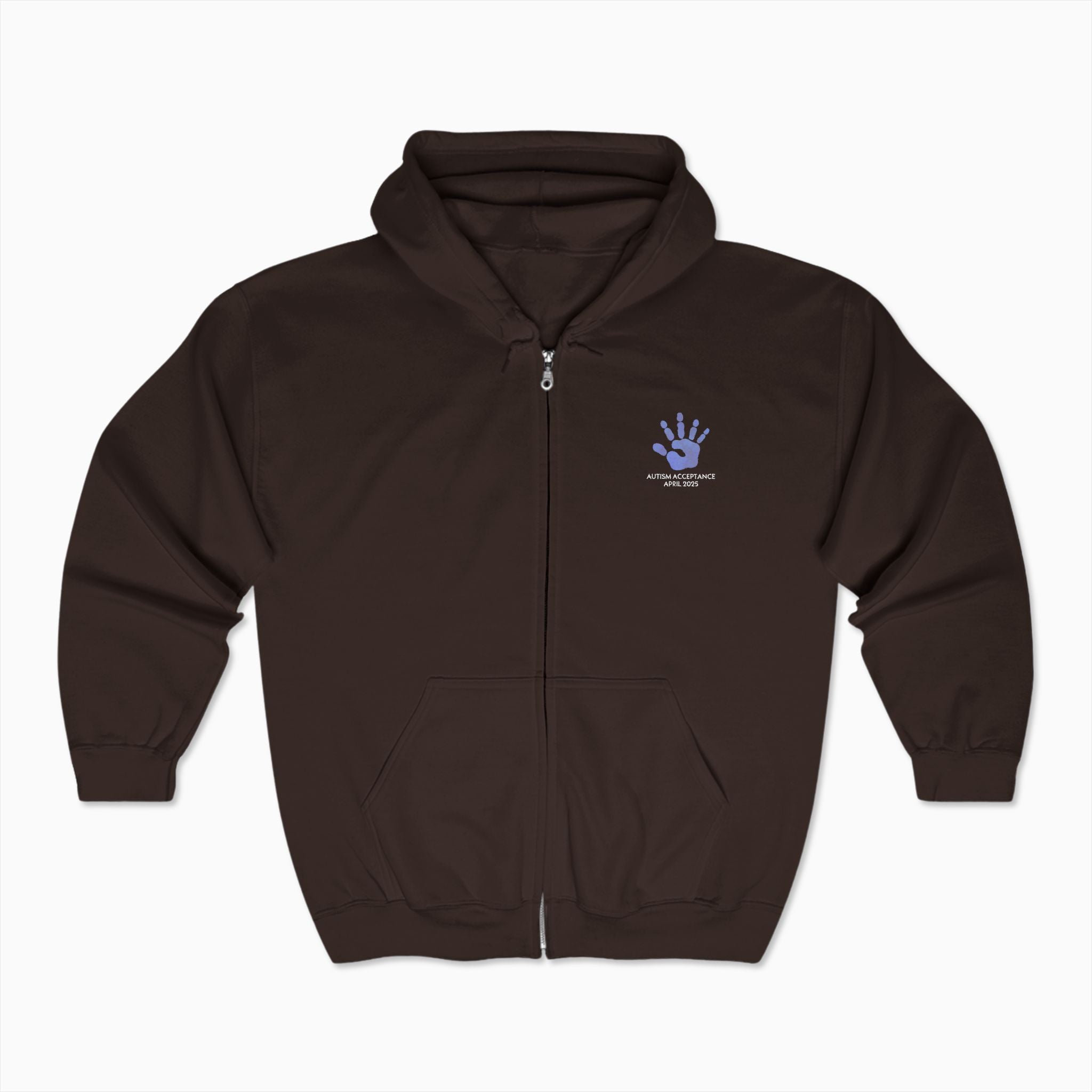 Autism Awareness 2025 - Affirmations Handprints Zip Up Hoodie