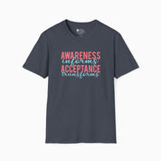 Awareness Informs Acceptance Transforms Tee-Heather Navy-Neurodiversity, ADHD & Autism Awareness & Acceptance T-Shirt by Daily Bloom