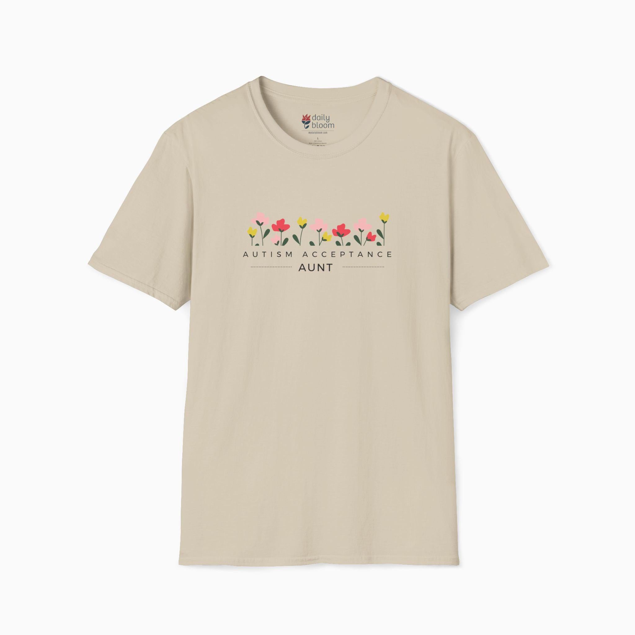 Autism Acceptance Aunt Tee-Sand-Neurodiversity, ADHD & Autism Awareness & Acceptance T-Shirt by Daily Bloom
