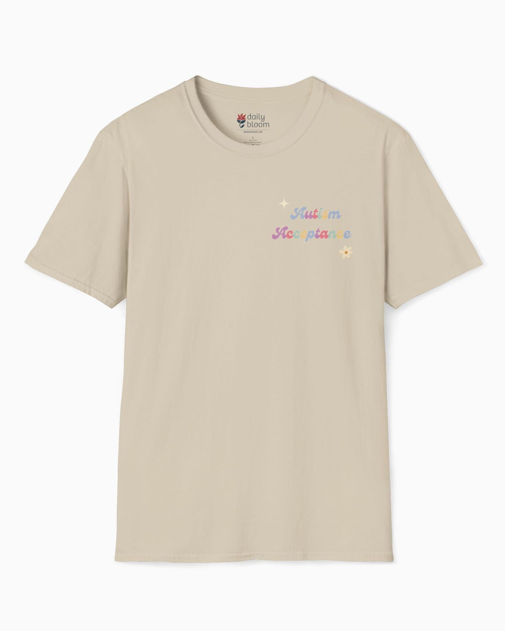  Back Print-Sand-Neurodiversity, ADHD & Autism Awareness & Acceptance T-Shirt by Daily Bloom