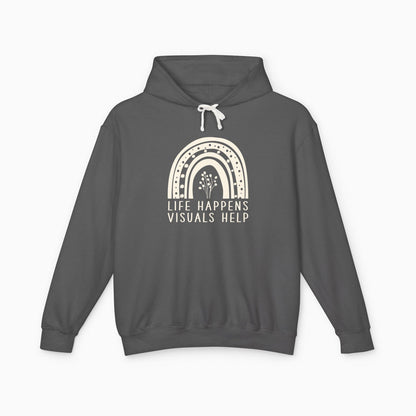 Life Happens Visuals Help Comfort Colors Lightweight Hoodie