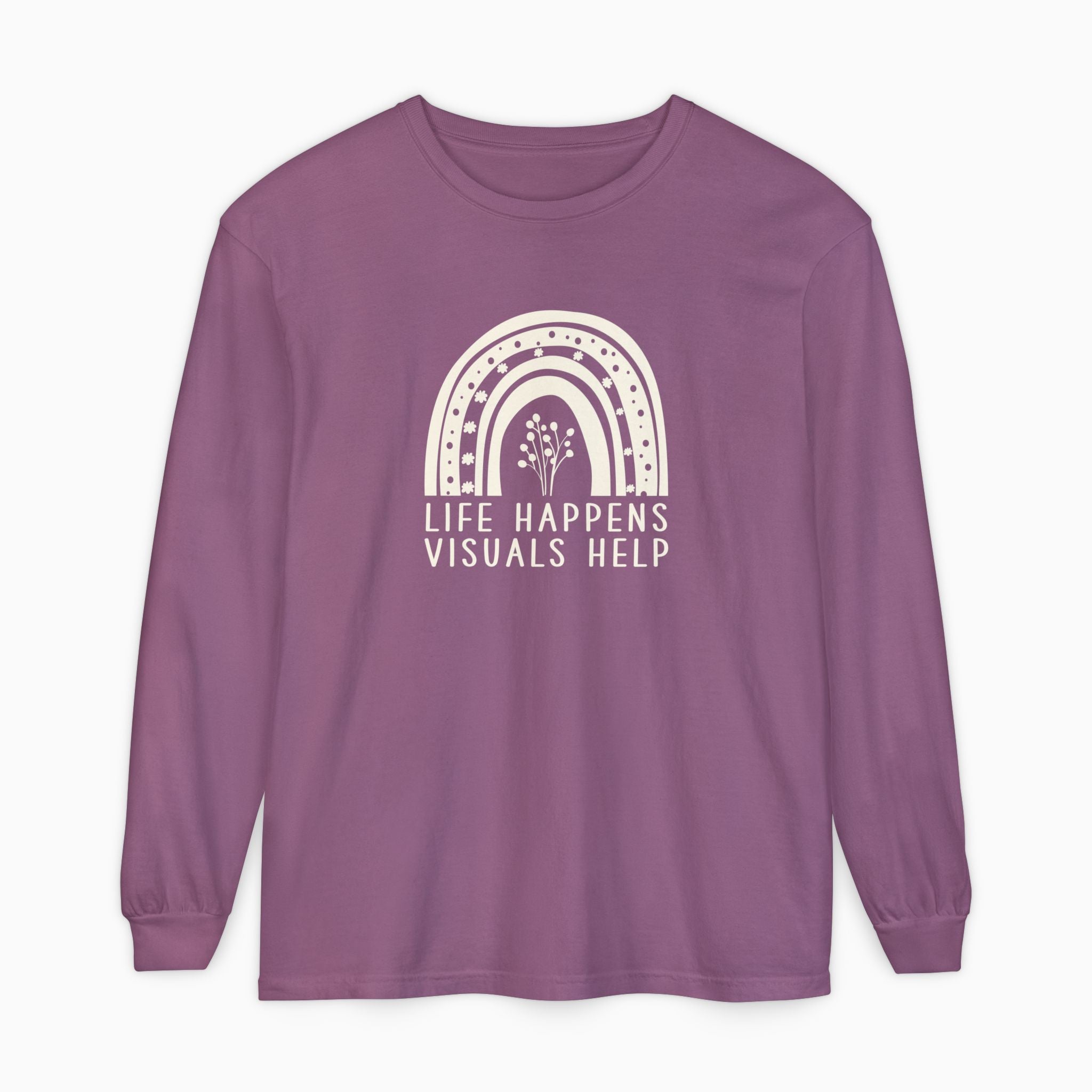 Life Happens Visuals Help Comfort Colors Long Sleeve T-Shirt