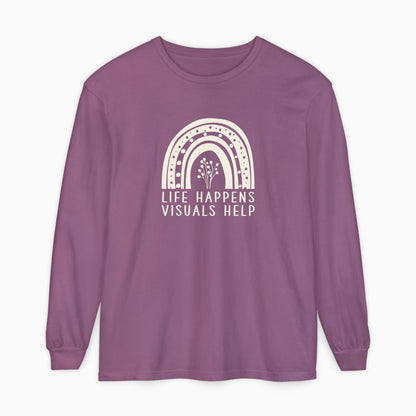 Life Happens Visuals Help Comfort Colors Long Sleeve T-Shirt