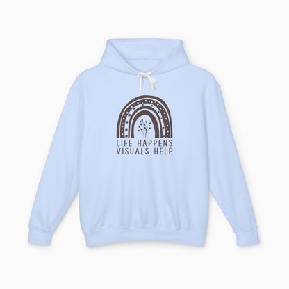 Life Happens Visuals Help Comfort Colors Lightweight Hoodie